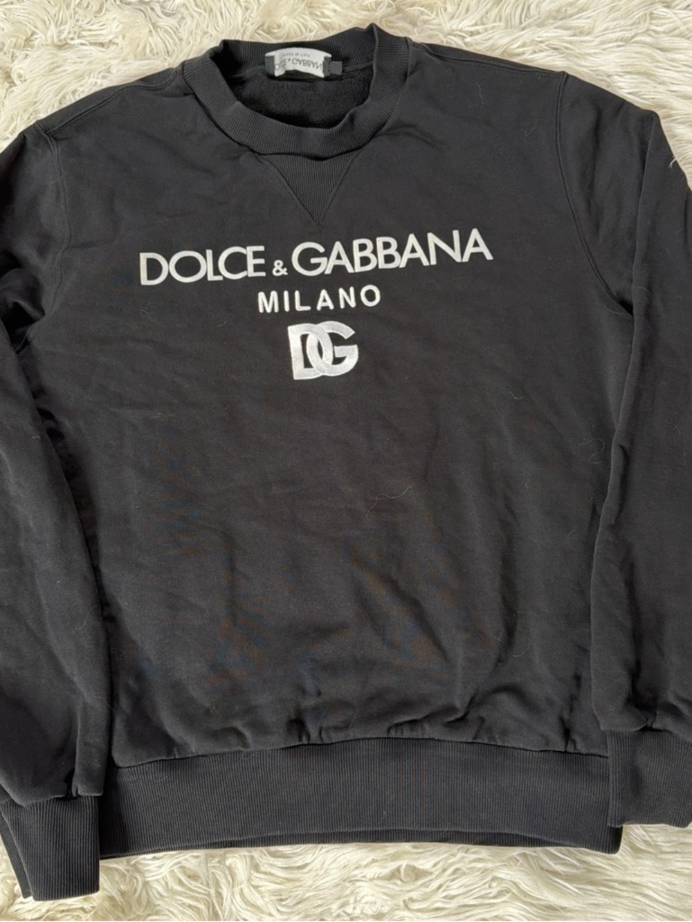 Dolce & Gabbana Black Crewneck Sweatshirt with White Logo size (L-XL)
